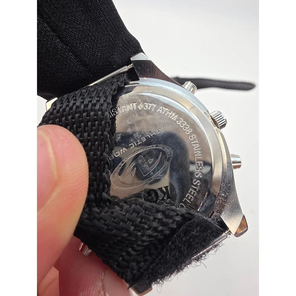 Athletic Works Mens Ana-Digi Watch‎ Black Nylon Strap 3ATM Water Resistant 3338